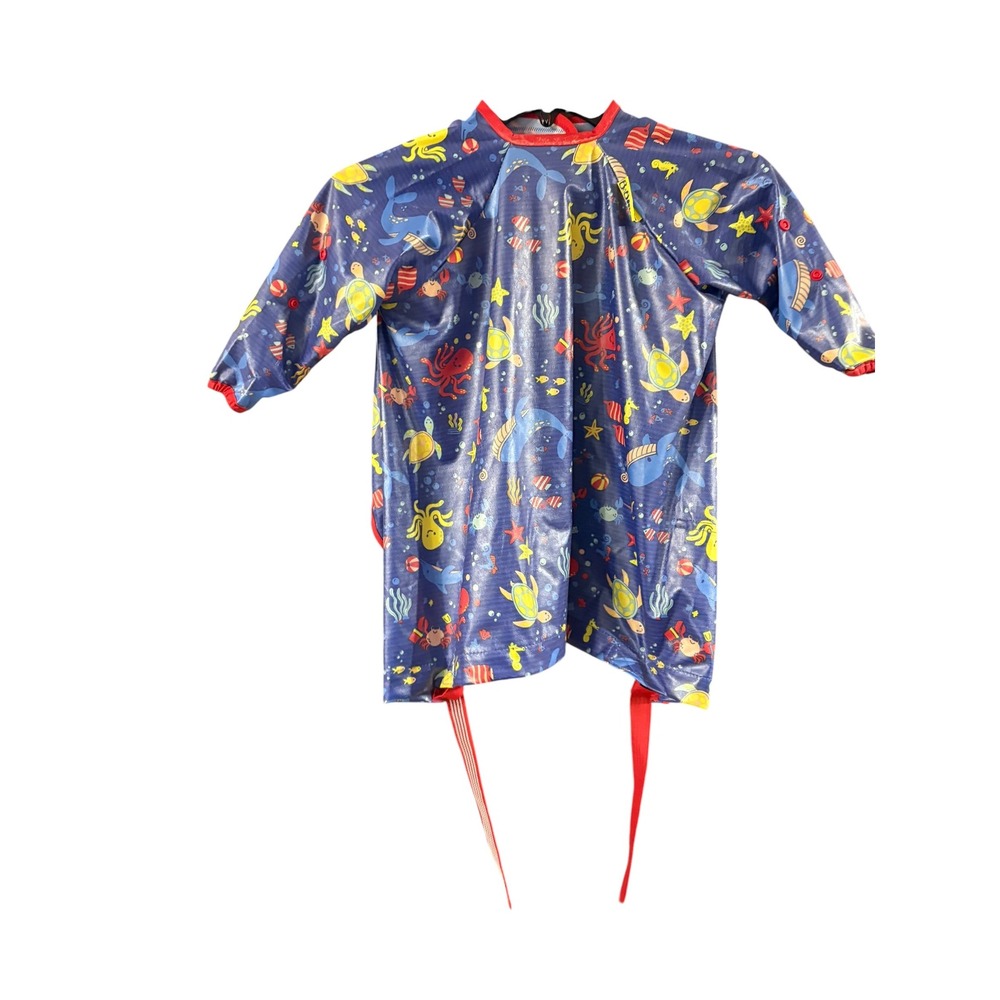 Bibado Long Sleeve Coverall Bib Blue Sea Life Octopus Crab Waterproof Smock